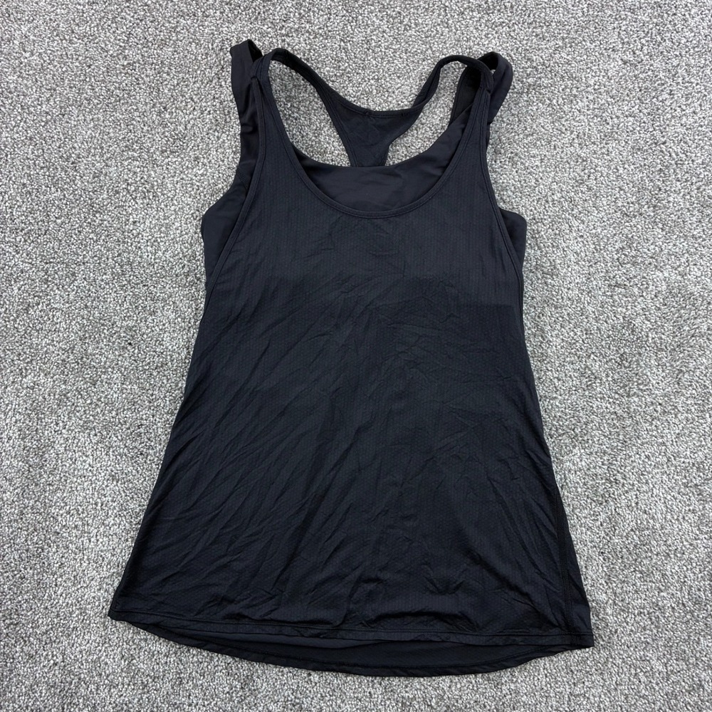 Lululemon 2-in-1 Tank Top Women's 8 Black Racerback Mesh Activewear Athletic